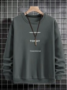 Manfinity Homme Men 1pc Letter Graphic Drop Shoulder Sweatshirt, Men Sweatshirt, Grey Sweatshirt, Crewneck Sweatshirt - Dark Grey - View 5