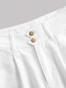 SHEIN MOD Vaqueros De Pierna Ancha De Cintura Alta Suelta Para Mujer Con Banda Elástica En La Cintura - Blanco - Ver 3