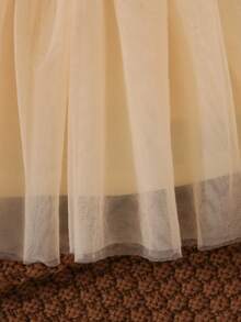 SHEIN 女嬰拉鏈開襟夾克&網紗覆蓋洋裝 - 卡其色 - 查看 4