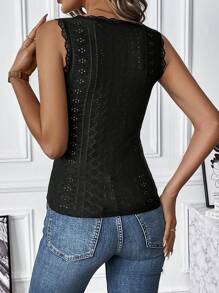 SHEIN Essnce Ren tương phản Áo ba lỗ - màu đen - Xem 2