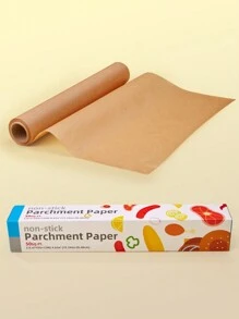 SHEIN Basic living 1包裝50平方英尺未漂白牛皮紙，用於烘焙餅乾、空氣炸鍋、烤箱、廚房烘烤墊、烤紙、空氣炸鍋紙、空氣炸鍋網 - 棕色 - 查看 1