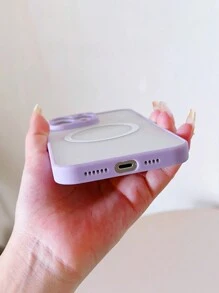 SHEIN Funda de iphone inalámbrico adsorción magnética mate a prueba de choques - Morado - Ver 3