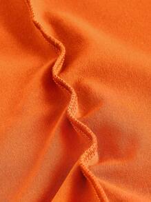 SHEIN MOD Draped Front Ruffle Hem Halter Neck Backless Halter Neck Tie Backless Ruched Ruffle Hem Dress - Orange - View 3