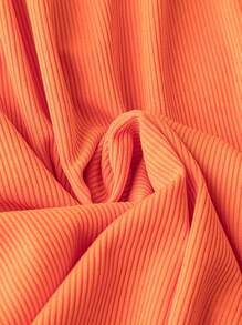 SHEIN LUNE Plus Contrast Lace Open Front Coat - Orange - View 3