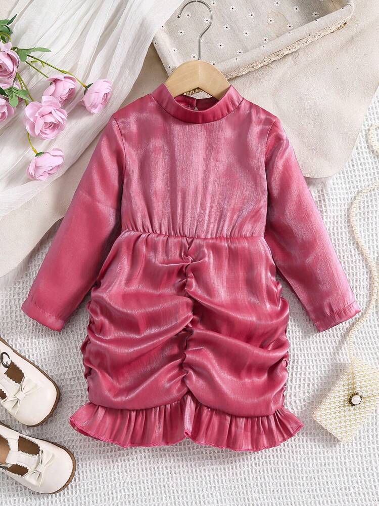 Young Girl Ruched Ruffle Hem Dress