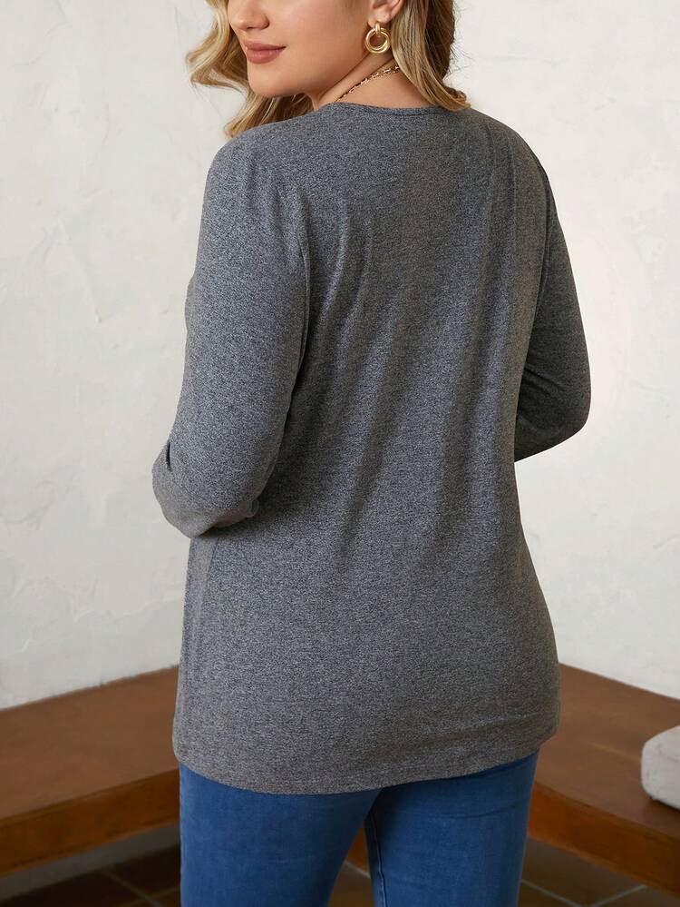 Plus Two Tone Ruched Front Tee