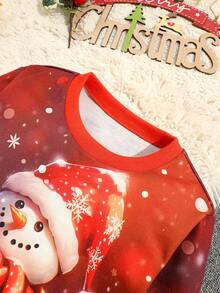 SHEIN Cô gái 1 Miếng Giáng sinh Snowman Print Áo nỉ - Nhiều màu - Xem 3