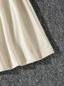 SHEIN Tween Girl Letter Embroidery Drop Shoulder Hooded Jacket & Skirt - Apricot - View 7