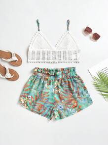 Soleia Bộ đồ hai mảnh nữ Buộc lại Quần paper-bag Nhiệt đới Boho - Nhiều màu - Xem 1
