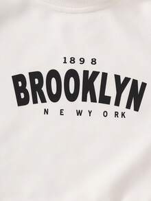 女嬰字母圖案小高領衛衣和衛褲 - 黑色 - 查看 8