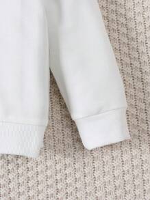 SHEIN Baby Girl Letter Graphic Sweatshirt & Flare Leg Pants - Brown - View 5