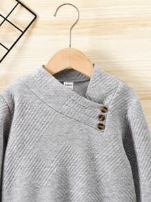 SHEIN Young Boy Asymmetrical Neck Sweatshirt Chic Outfits For Autumn/Winter - Grey - View 5