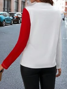 SHEIN Clasi Figure Graphic Mock Neck Tee - Multicolor - View 2