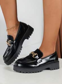 女式坡跟厚底鞋 - 黑色 - 查看 4