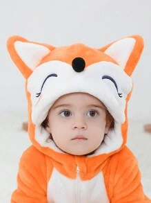 SHEIN Baby Boy 3D Fox Design Hooded Costume Jumpsuit