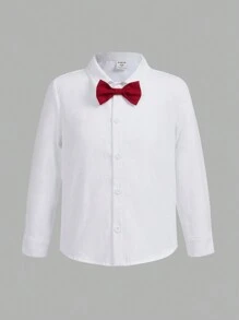 男小童條紋圖案西裝外套背心和褲子&前蝴蝶結襯衫 - 彩色 - 查看 8