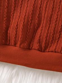 SHEIN 女大童素色小高領洋裝&包 - 卡其色 - 查看 5