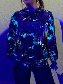 SHEIN EZwear Plus Size Reflective Splash Ink Print Sweatshirt - Multicolor - View 7