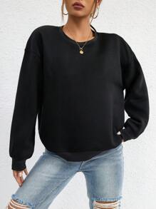 INAWLY 纯色落肩运动衫、长袖上衣