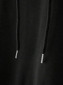 Manfinity LEGND 男士字母圖案抽繩連帽衫 - 黑色 - 查看 7