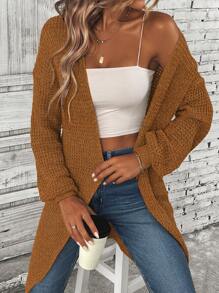 SHEIN LUNE Drop Shoulder Casual Design Cardigan