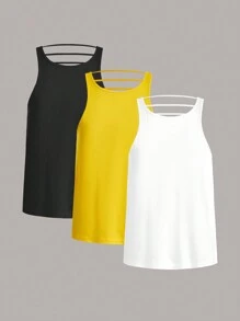 3 piezas Top tank deportivo con abertura escalonada delantero - Multicolor - Ver 2