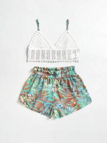 Soleia Bộ đồ hai mảnh nữ Buộc lại Quần paper-bag Nhiệt đới Boho - Nhiều màu - Xem 4