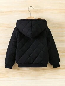 Young Boy 1pc Leopard Print Letter Patched Detail Zipper Hooded Reversible Jacket - Multicolor - View 4