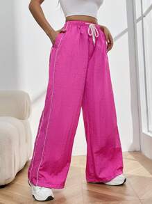 SHEIN Unity 腰部抽繩闊腿褲 - 灰色 - 查看 3