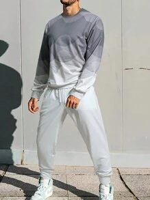 Manfinity LEGND 男士漸變色圓領運動衫和運動褲 - 灰色 - 查看 1