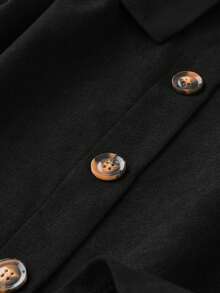 Calvaya Plus Button Detail Belted Skirt - Black - View 4