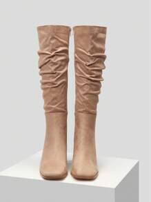 MOTF PREMIUM SLOUCHY BLOCK HEEL BOOTS - Khaki - View 4