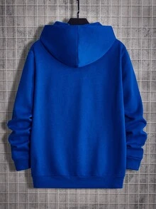 Manfinity RebelGame Men Letter Graphic Hoodie - Blue - View 2