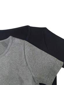 2pcs Solid Crop Sports Tee - Multicolor - View 3