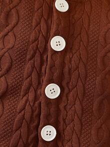 SHEIN 男嬰前紐扣連帽連身褲 - 杏色 - 查看 6