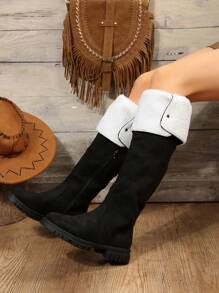 Women's Warm And Thickened Snow Boots, Can Be Worn As Two-layer High Boots In Autumn And Winter, Over-the-knee Boots To Show Slim Legs. - Black - View 6