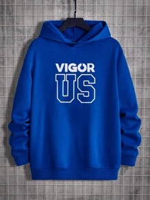 Manfinity RebelGame Men Letter Graphic Hoodie - Blue - View 1