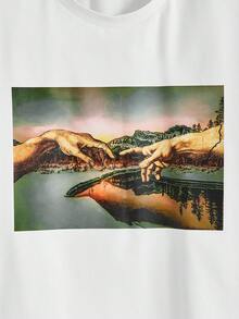 GENTILAND 男士大码人像圖案T恤&腰部抽繩衛褲 - 彩色 - 查看 8