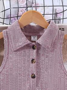 SHEIN 女大童前紐扣洋裝&開門襟夾克 - 藕粉色 - 查看 3