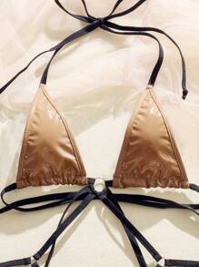 SHEIN Exotic-Bondage Vòng liên Dây Bộ Bodysuit  Teddy - màu nâu - Xem 5