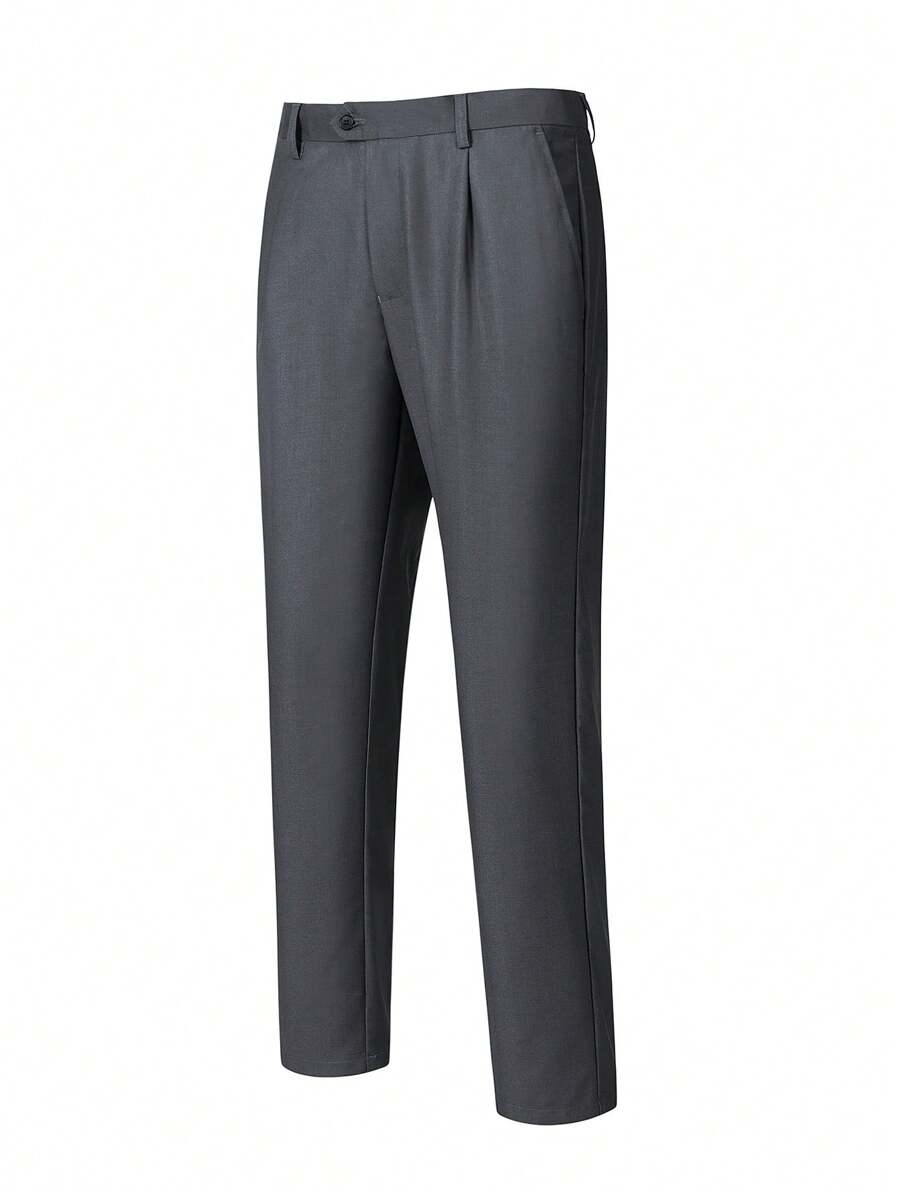 Manfinity Mode Men Fold Pleated Suit Pants - Dark Grey - View 1