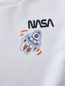 SHEIN Boys Astronaut & Slogan Graphic Sweatshirt - White - View 6