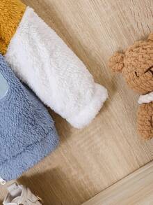 Baby Boys Colorblock Zip Up Pocket Patched Hooded Teddy Coat Without Sweater - Khaki - View 6