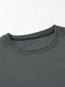 Manfinity Homme Men 1pc Letter Graphic Drop Shoulder Sweatshirt, Men Sweatshirt, Grey Sweatshirt, Crewneck Sweatshirt - Dark Grey - View 4