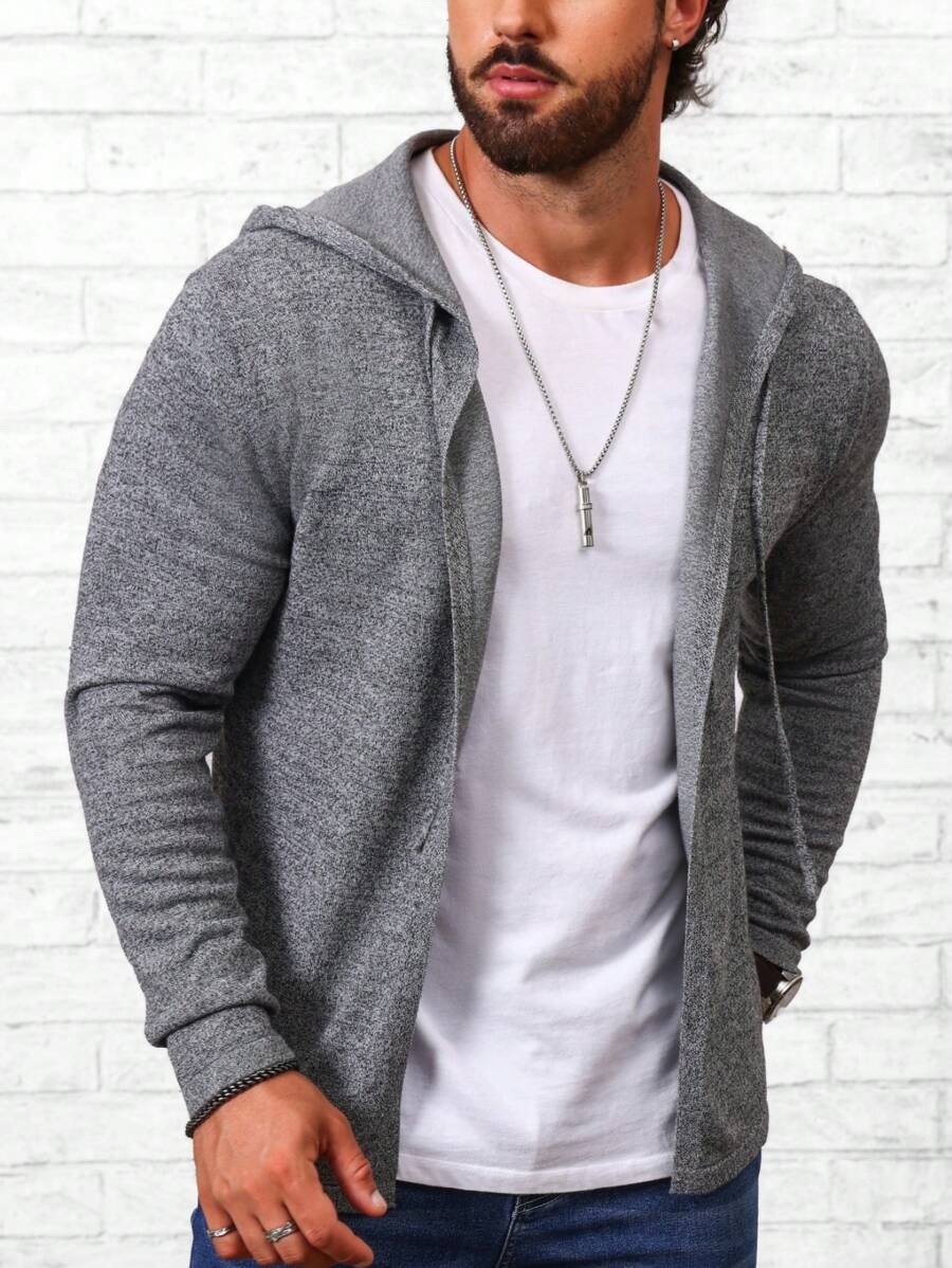 Manfinity Homme Chaqueta con capucha con cordón para hombre - Gris - Ver 1