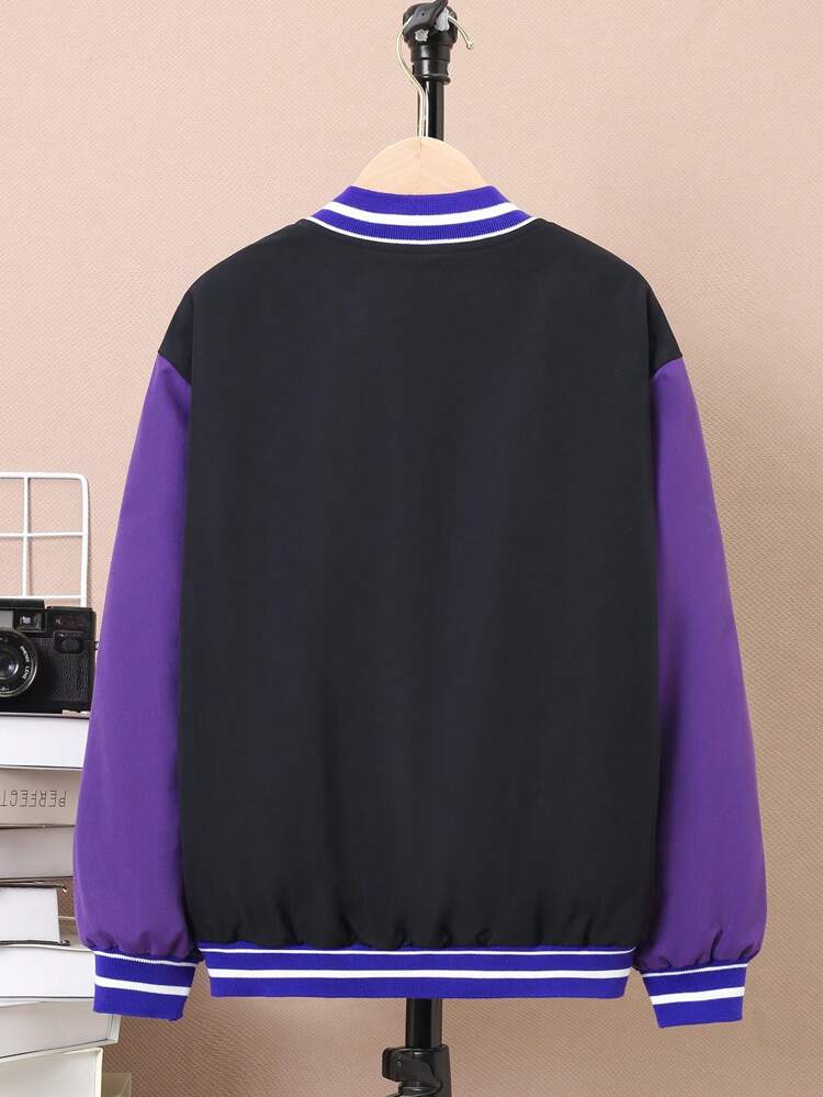 Tween Boy Letter Graphic Thermal Lined Varsity Jacket Without Tee