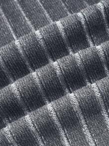 ROMWE PUNK 條紋圖案插肩袖小高領短款毛衣 - 彩色 - 查看 3