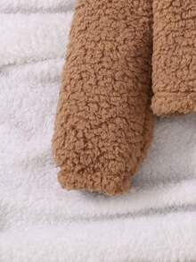 SHEIN 女嬰拉鏈開襟夾克&網紗覆蓋洋裝 - 卡其色 - 查看 3