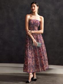 MOTF PREMIUM STRAPLESS SEQUIN FLORAL DRESS WITHOUT BELT - Multicolor - View 8