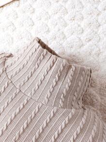 Bebé niña 3 piezas Camiseta tejida de canalé de cuello cisne - Multicolor - Ver 3